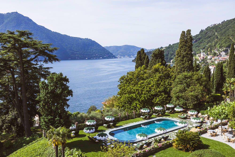 View of the pool overlooking Lake Como, Passalacqua, Moltrasio
